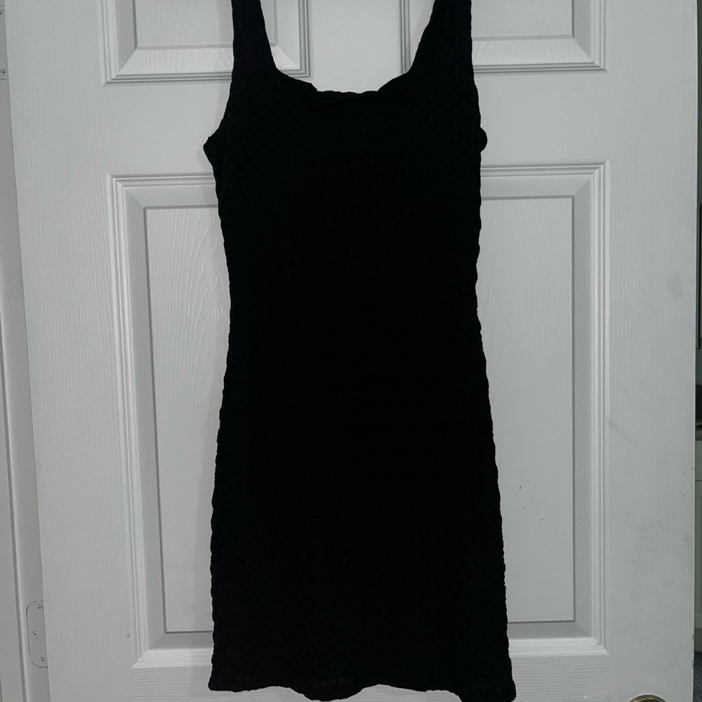 Textured Black Mini Dress